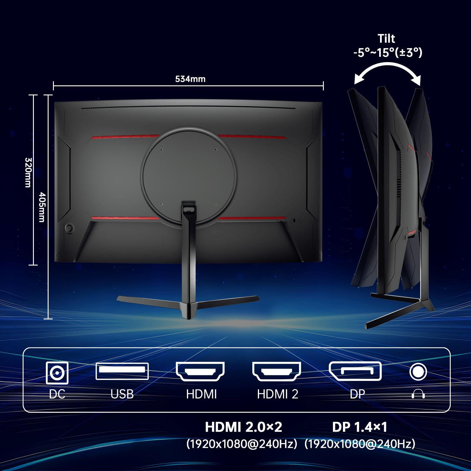 KTC 24-inch curved gaming monitor with thin bezel and colorful racing game display