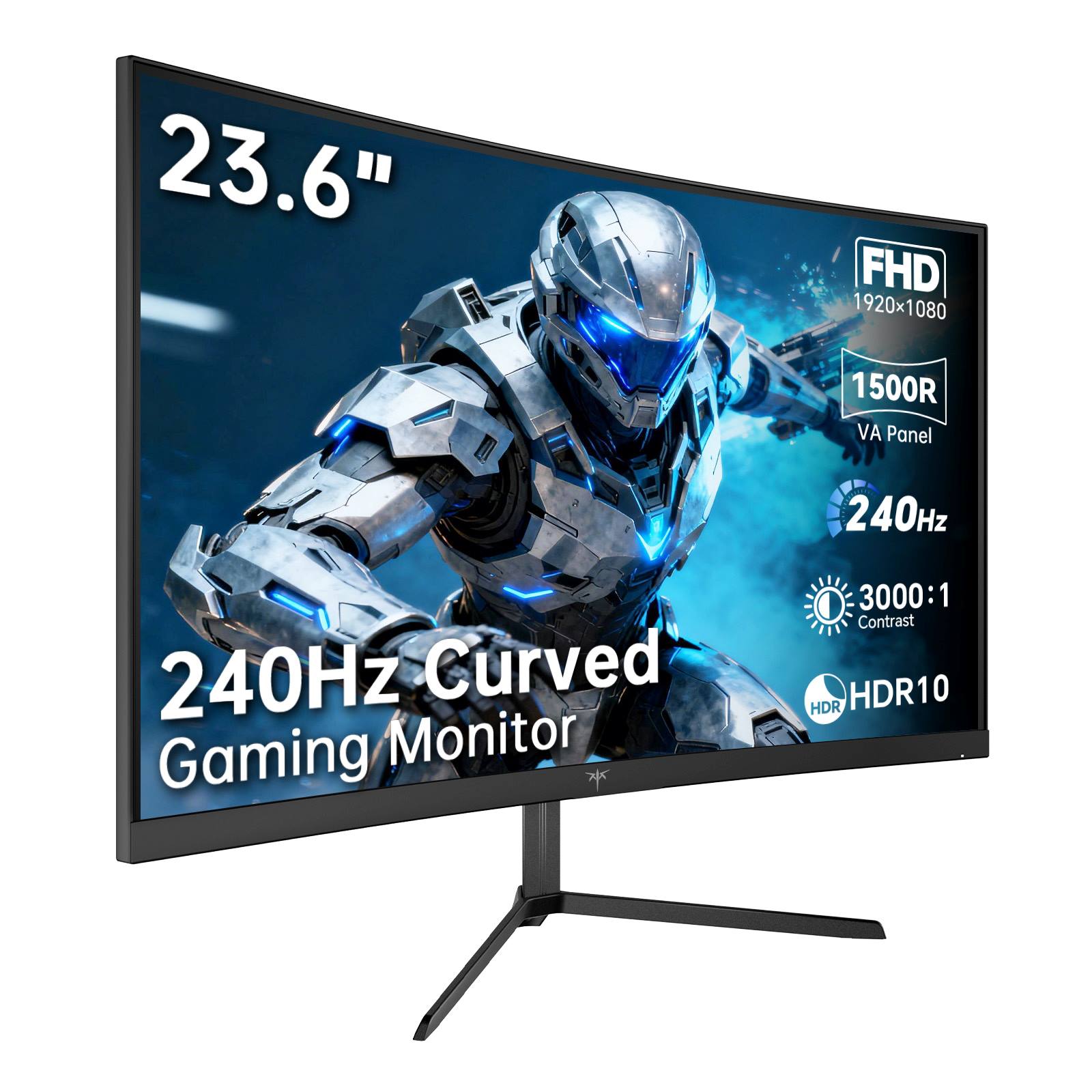 KTC 24-inch curved gaming monitor with 240Hz and 1ms response, black slim-bezel design