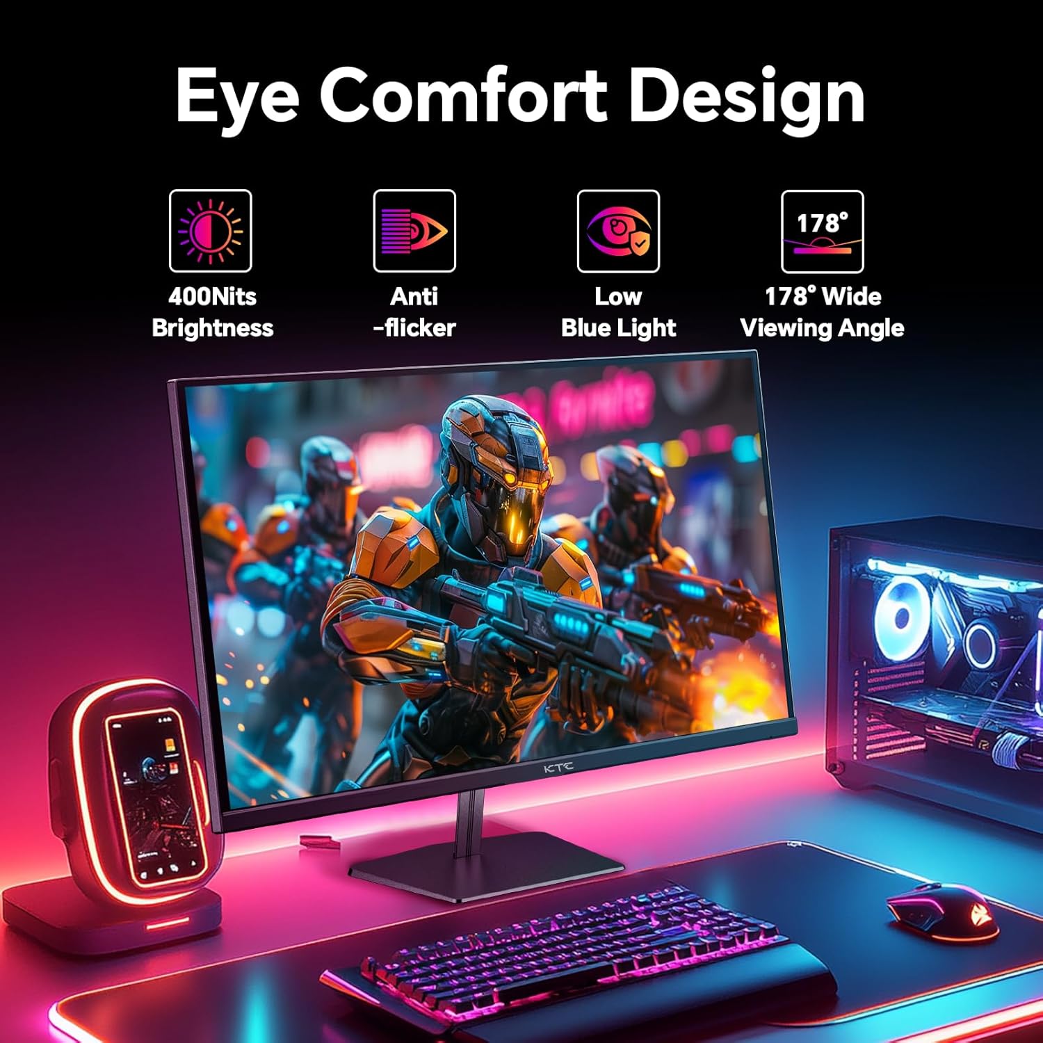 KTC 24.5-inch Fast IPS gaming monitor with 360Hz/400Hz OC, FHD, HDR400, and adjustable stand