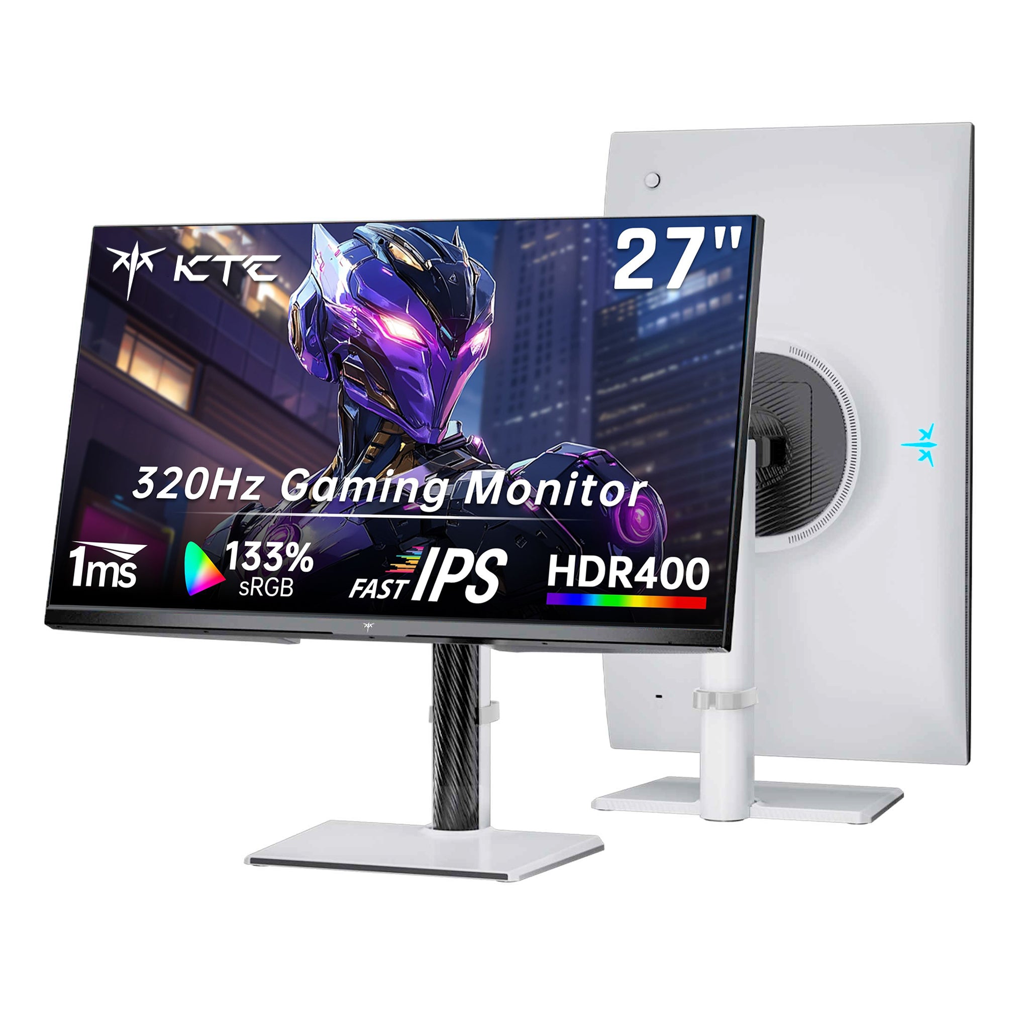 KTC 27-inch 2K gaming monitor in vertical portrait mode with slim white bezel
