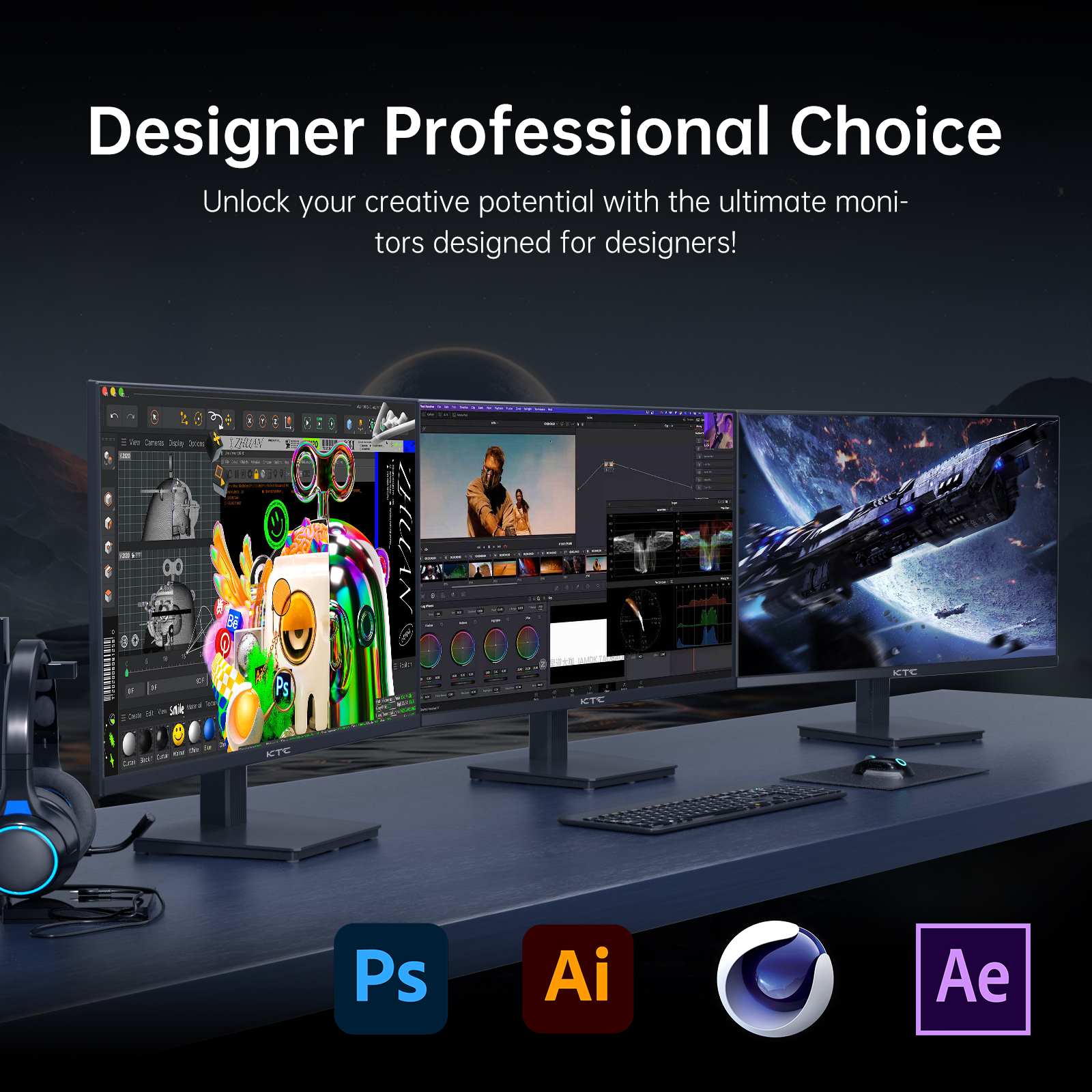 KTC 27-inch 4K IPS monitor with vivid cityscape display