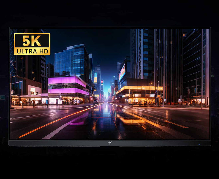 5K ultra-high definition cityscape at night with illuminated buildings and urban lights
