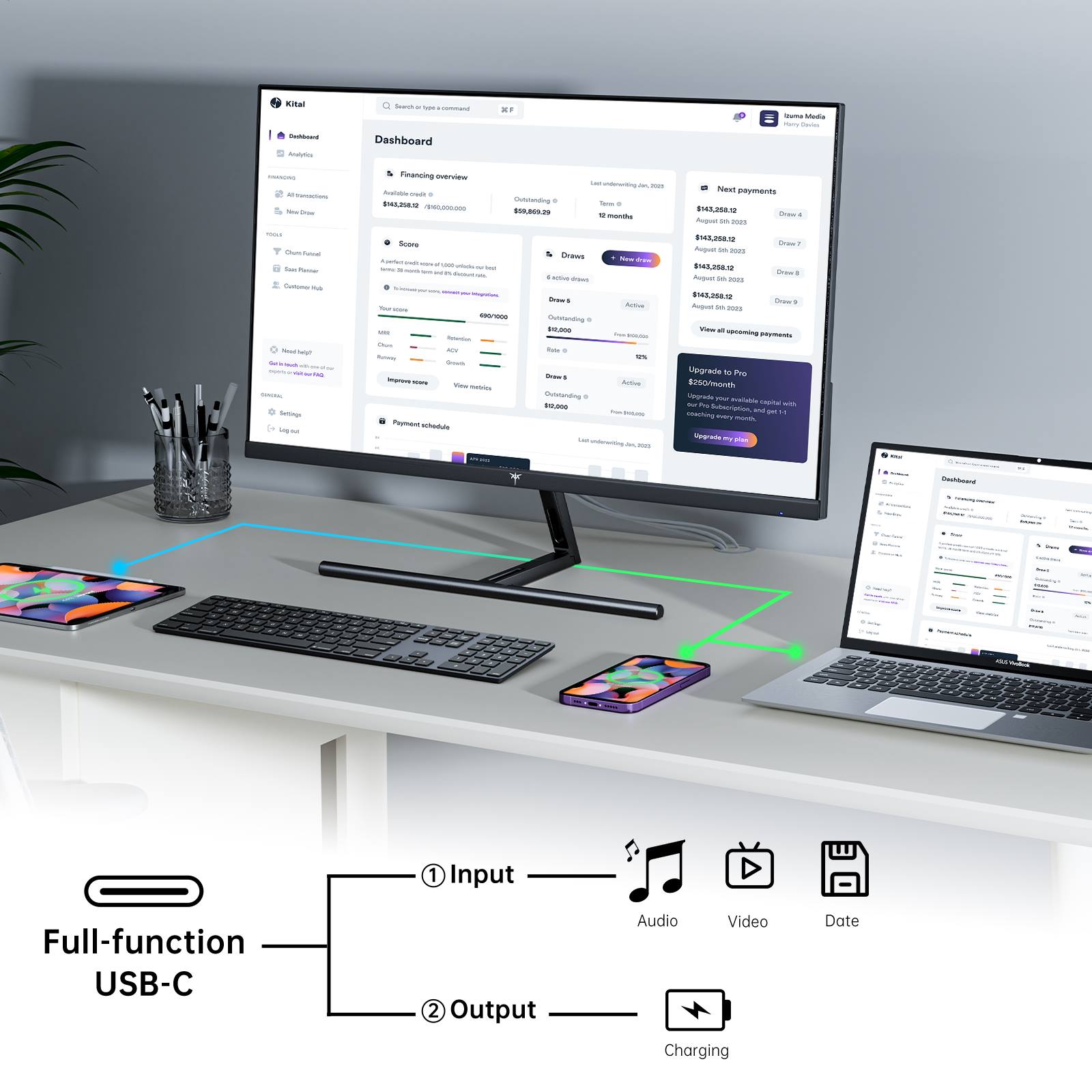 27-inch KTC H27P3 monitor with slim bezels, aluminum stand, and anti-glare display