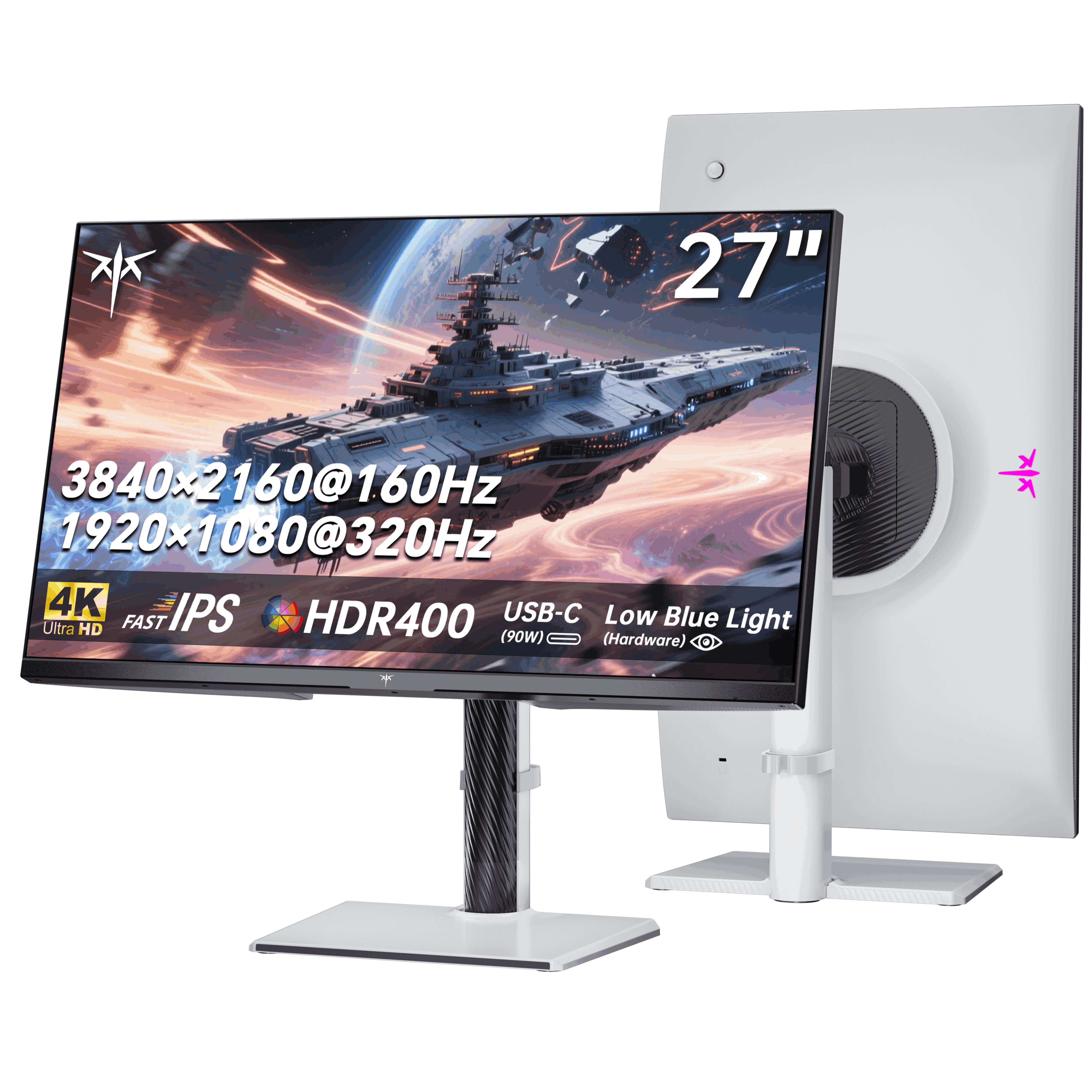KTC 27-inch 4K 160Hz/320Hz gaming monitor with slim bezels and centered stand