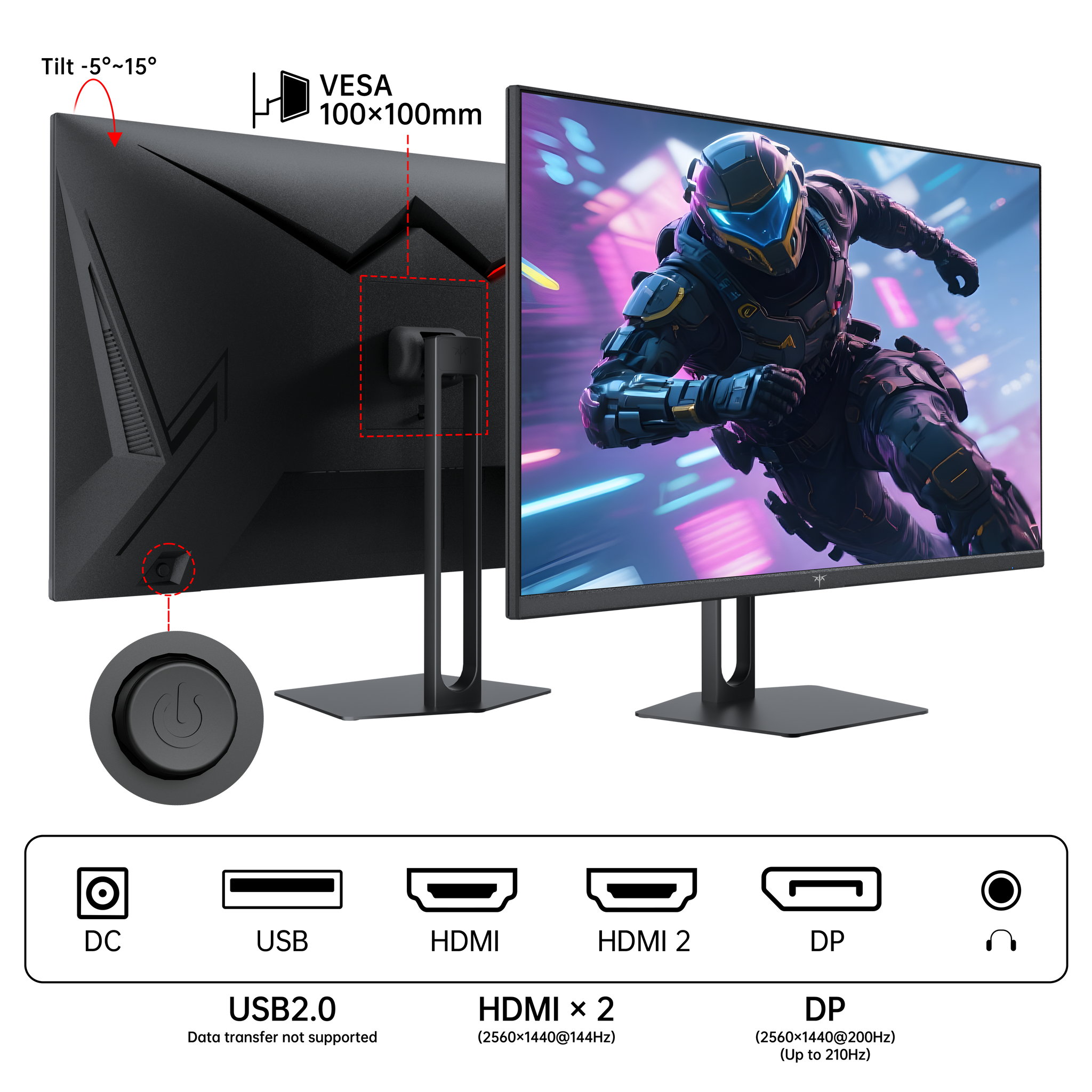 KTC 27-inch 2K gaming monitor with HDR400, 210Hz OC, Fast IPS and slim bezels
