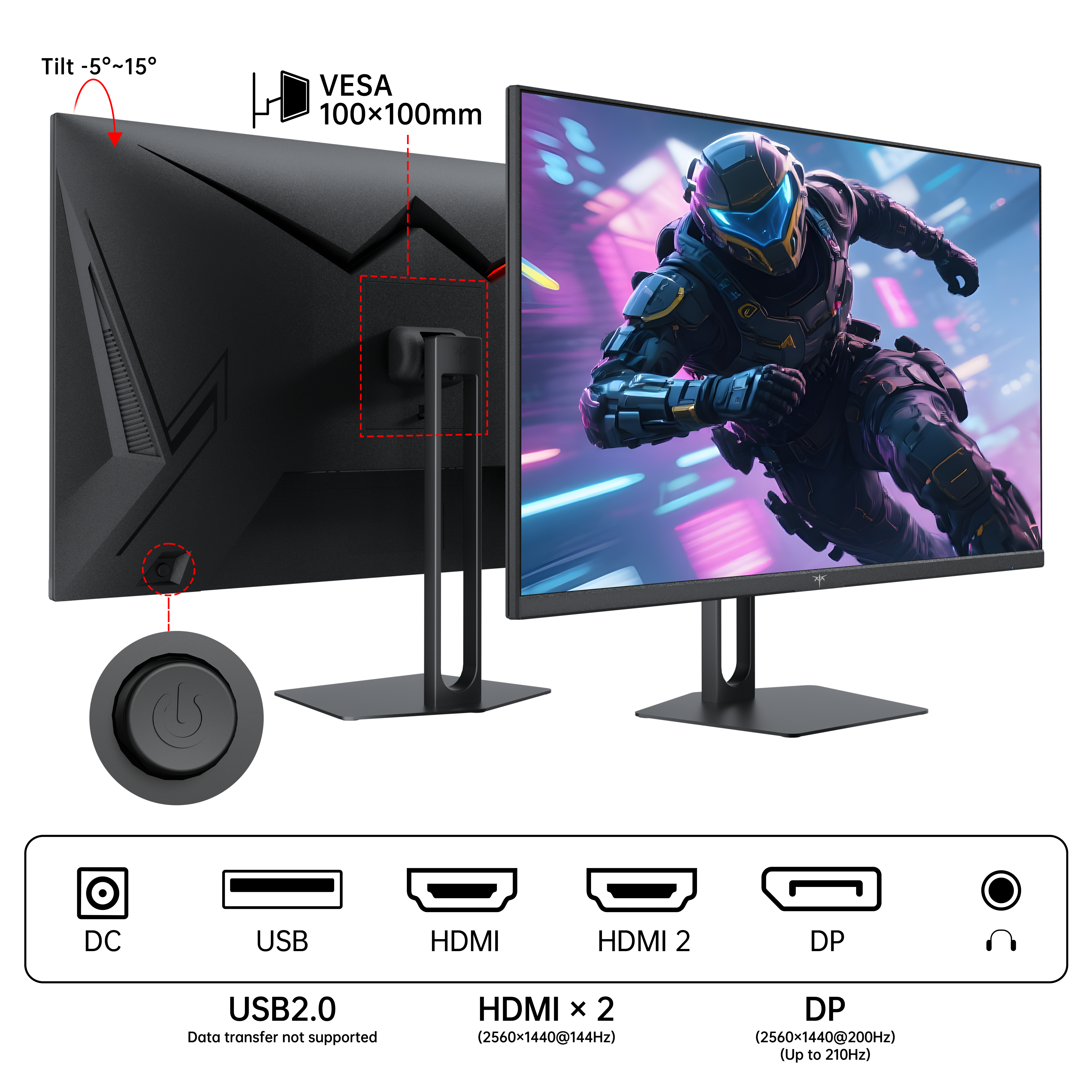 KTC 27-inch 2K gaming monitor with HDR400, 210Hz OC, Fast IPS and slim bezels