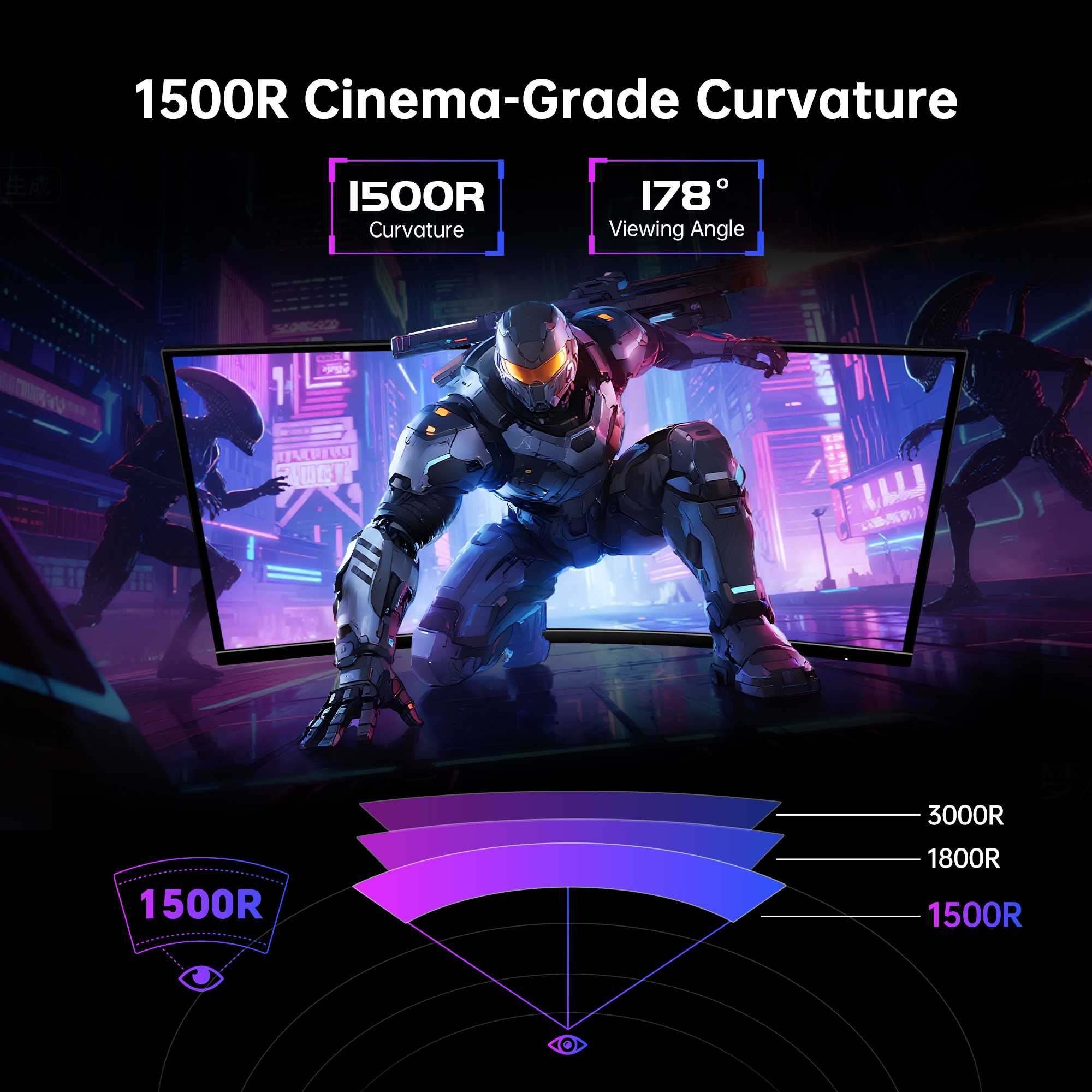 KTC 34-inch ultrawide 1500R curved gaming monitor with slim black bezel