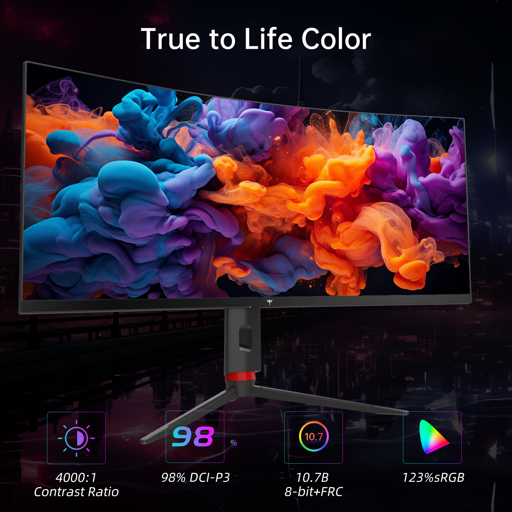 KTC 34-inch 1500R curved ultrawide gaming monitor with 3440x1440 display and thin bezels