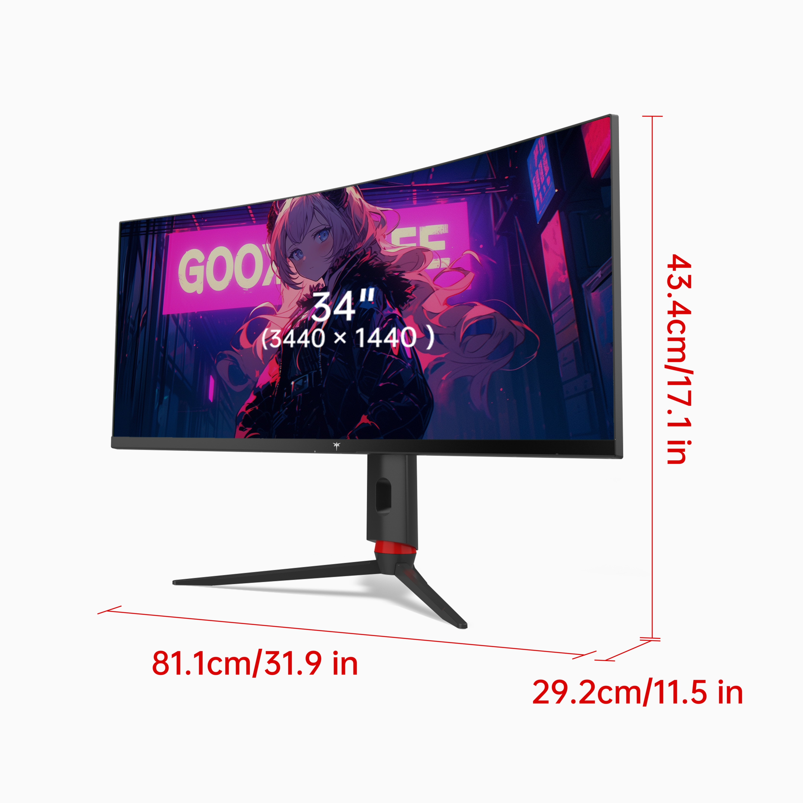 KTC 34-inch curved gaming monitor with ultrawide 3440x1440 display and slim bezel