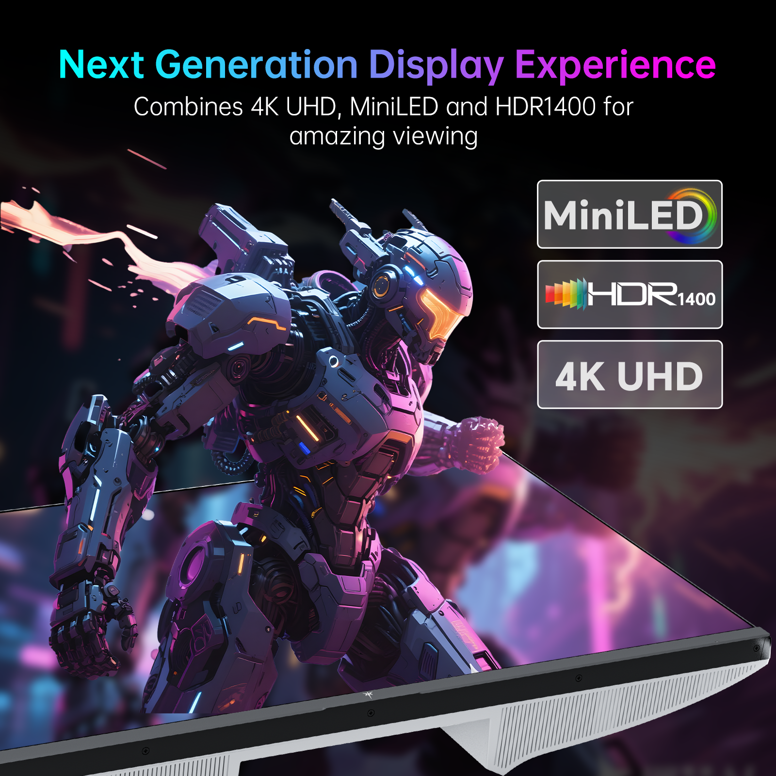 KTC Mini LED 27-inch gaming monitor with RGB stand, 4K 160Hz, FHD 320Hz, HDR1400
