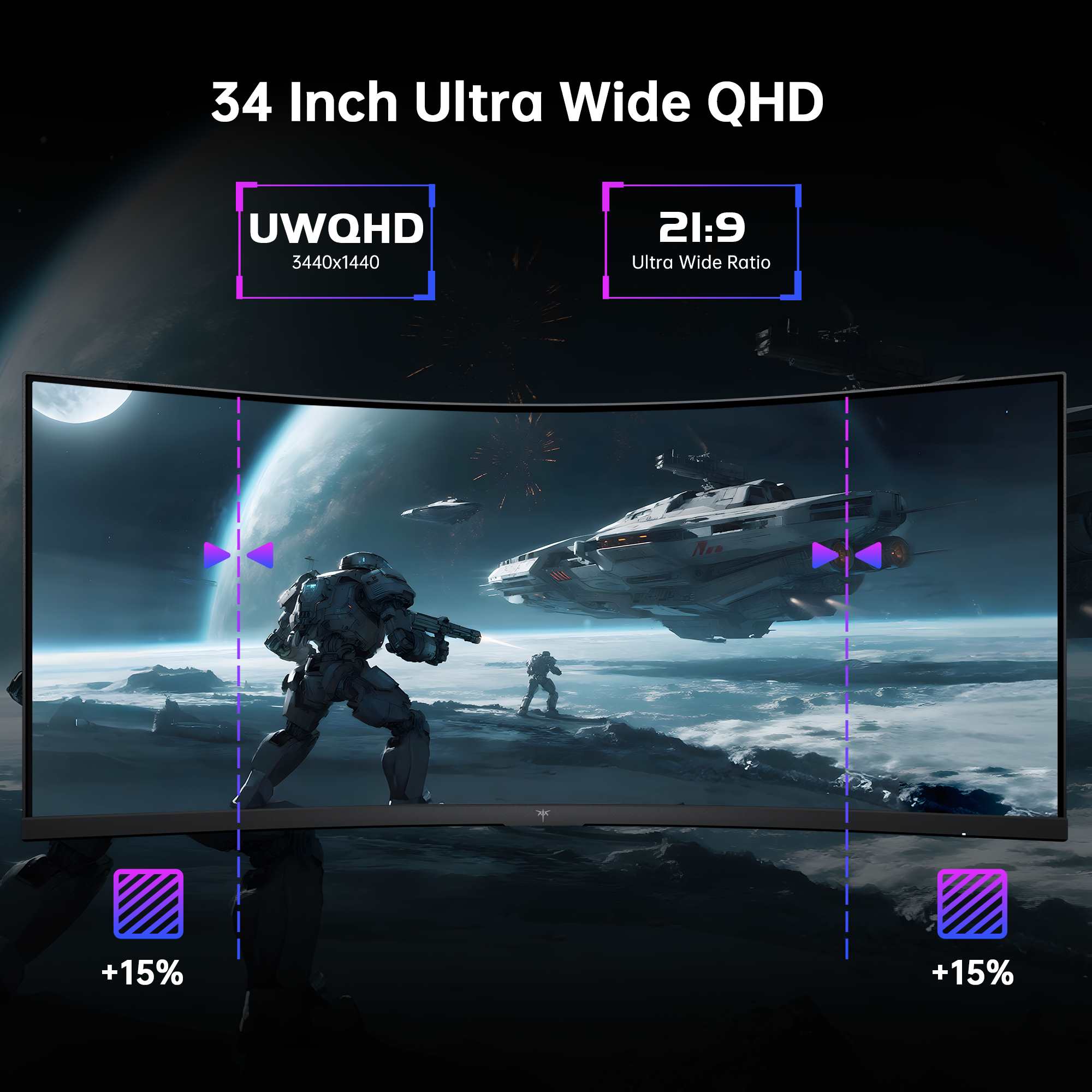 KTC 34-inch 1500R curved ultrawide gaming monitor, WQHD 3440x1440, 180Hz, 1ms