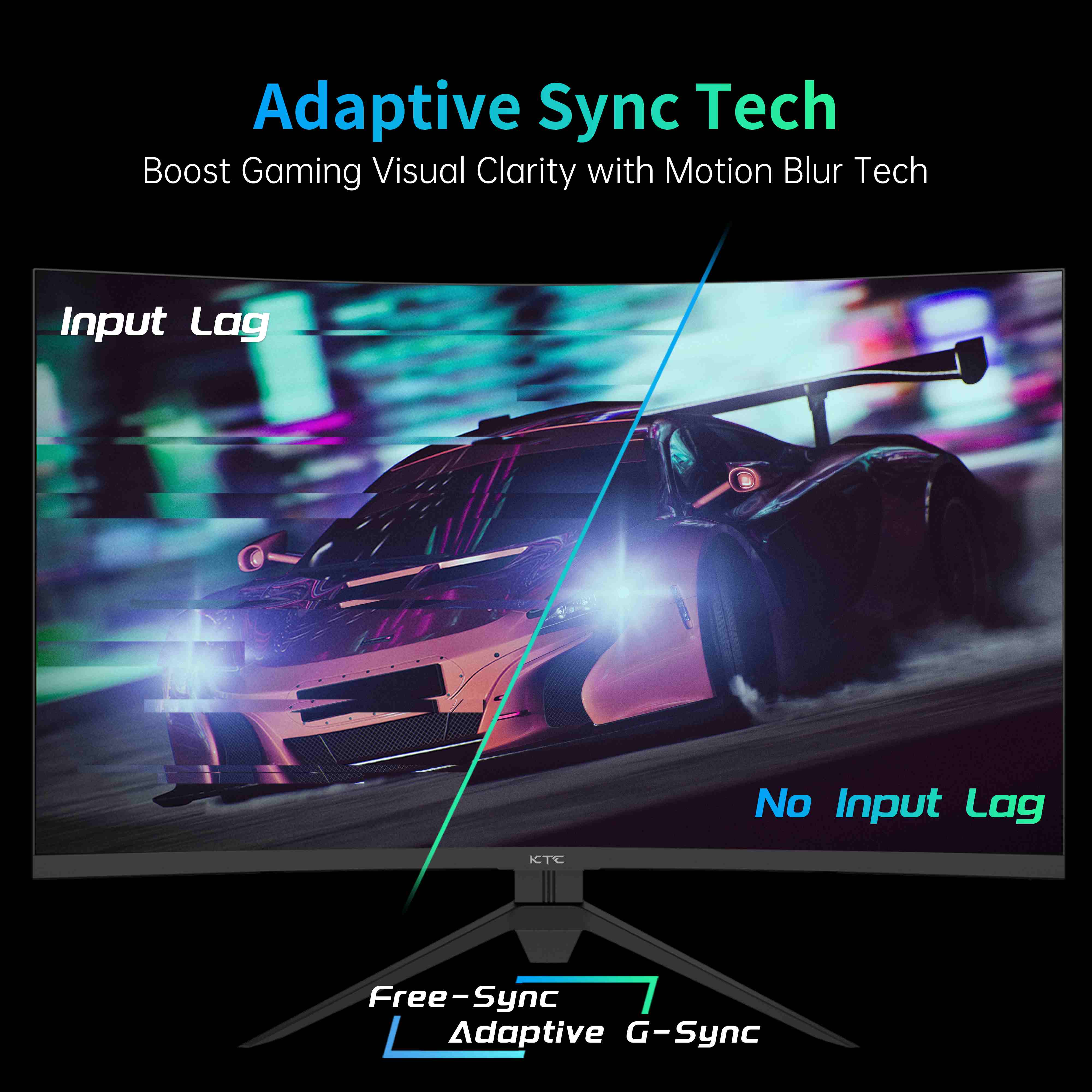 KTC 27-inch 2K curved gaming monitor with Adaptive Sync, FreeSync Premium and G-Sync Compatible